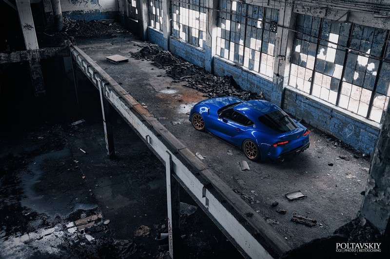 car, Toyota, blue cars, vehicle, Toyota Supra, high angle
