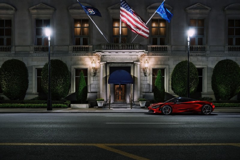 night, flag, car, red cars, vehicle, McLaren