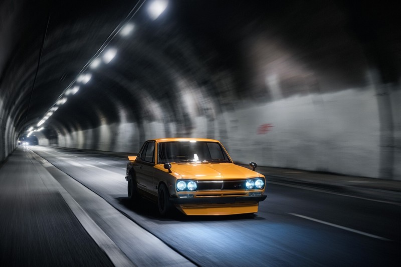 tunnel, car, vehicle, orange cars, Nissan Skyline 2000 GT-R, Nissan Skyline C10
