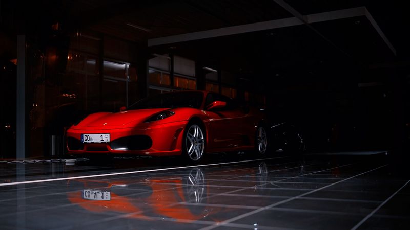 ferrari f430, ferrari, sports car, red, shadow, 4k