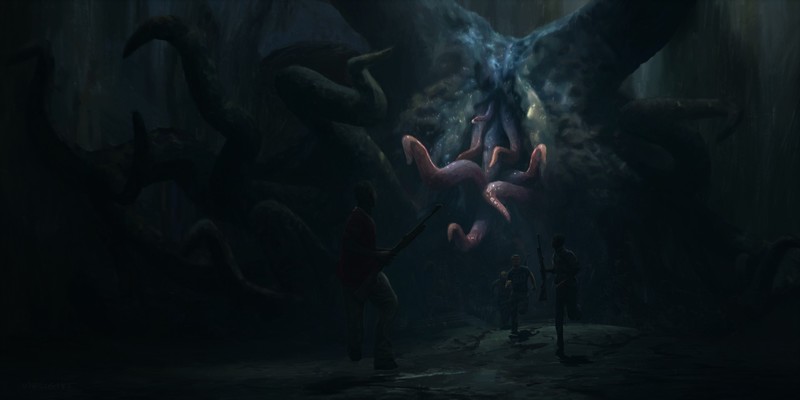 Cthulu, H. P. Lovecraft, Richard Wright, space, stars, creature, night, mansion, church, forest, horror