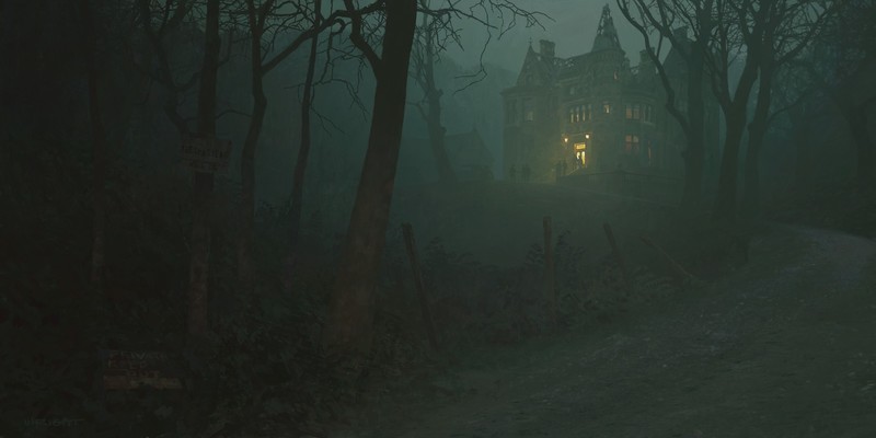 Cthulu, H. P. Lovecraft, Richard Wright, space, stars, creature, night, mansion, church, forest, horror