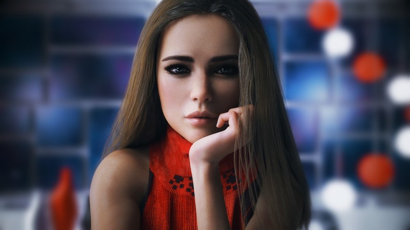 render, CGI, women, face, portrait, digital art