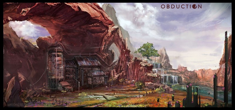 Obduction, landscape, building, rock, artwork, concept art