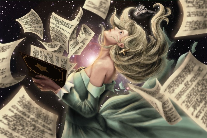 Mario Bros., Princess Rosalina, long hair, fantasy art, fantasy girl, pages, stars