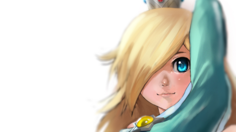 Mario Bros., Princess Rosalina, blonde, face, blue eyes, fantasy girl, white background