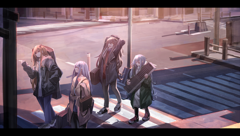 anime, anime girls, digital art, artwork, 2D, portrait, Girls Frontline, HK416 (Girls Frontline), HK416 (Girls Frontline), G11 (Girls Frontline), ump45 (Girls Frontline), UMP9 (Girls Frontline)
