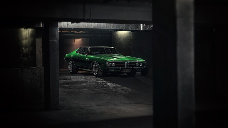 green cars, dark, car, vehicle, Dodge Charger, Dodge
