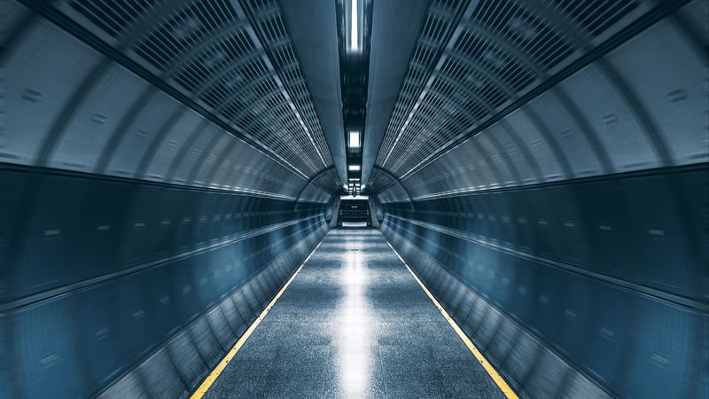 corridor, room, symmetry, interior, building, 4k