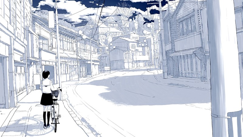 anime, anime girls, city, manga