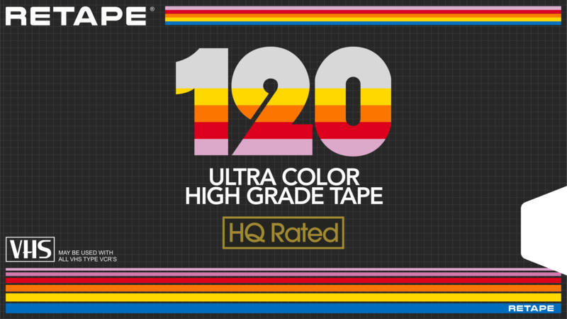 VHS, video tape, colorful, vintage, technology, numbers, digital art