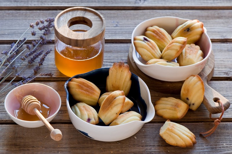 sweets, food, honey, lavender, cookies, cutting board, wooden surface
