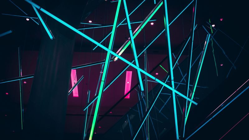 lasers, neon, installation, colorful, 4k