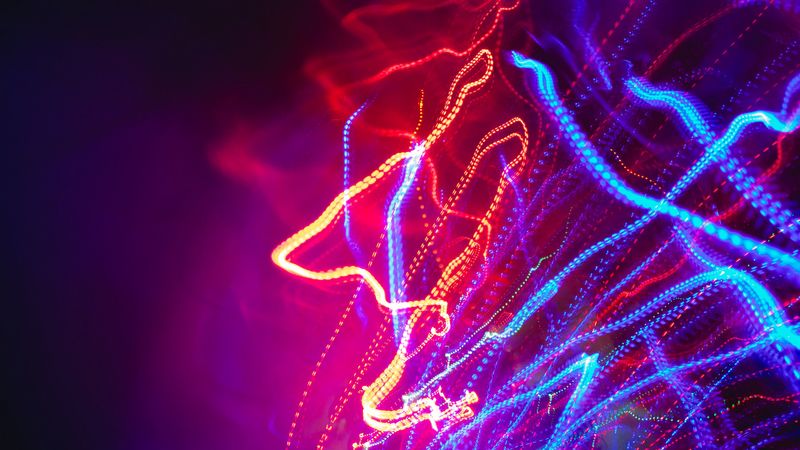 lines, stripes, intermittent, wavy, bright, red, blue, 4k