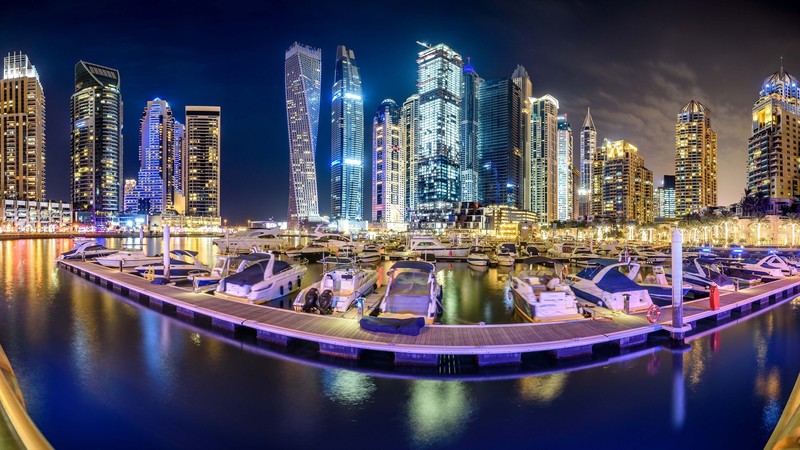 night, lights, Dubai, city, cityscape