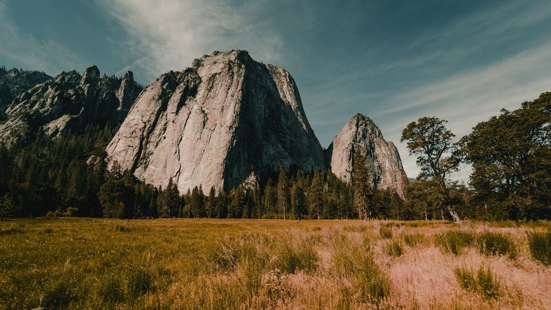 mountain, grass, field, valley, 4k