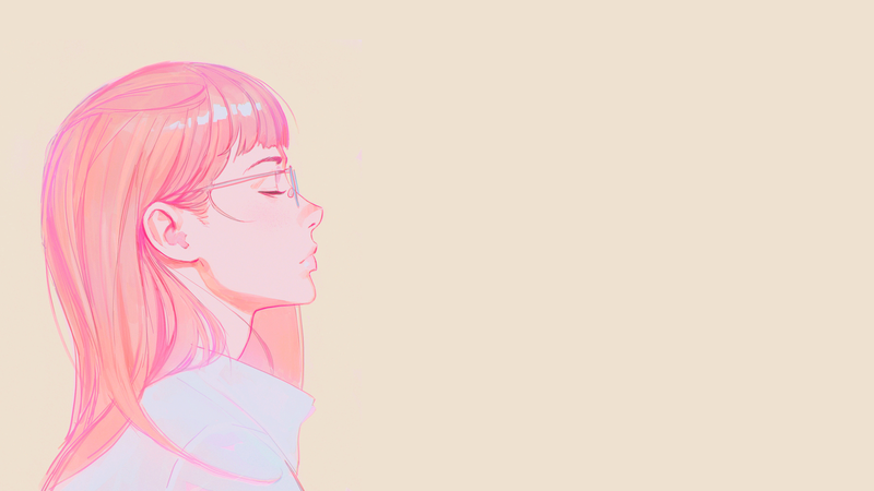 drawn, digital art, Ilya Kuvshinov, side view, closed eyes, glasses, profile, face, simple background, artwork