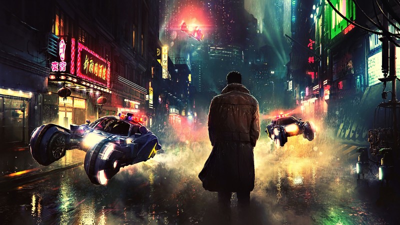 science fiction, digital art, concept art, artwork, fantasy art, fan art, CGI, painting, closeup, realistic, futuristic city, futuristic, 3D, cyberpunk, cyber, city, cityscape, urban, night, rain, dark, Blade Runner, Blade Runner 2049, movies, Officer K, 2017 (Year)