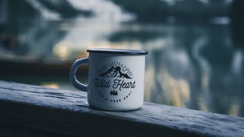 mug, inscription, camping, mountains, travel, 4k
