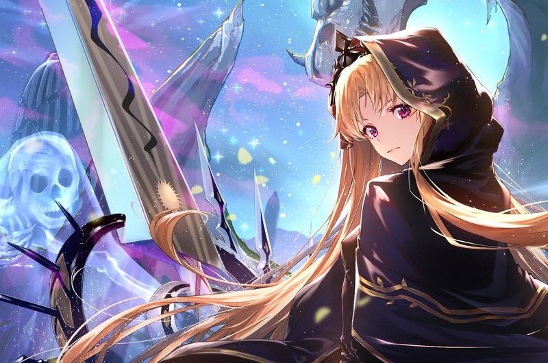 anime, anime girls, digital art, artwork, 2D, portrait, Ereshkigal (Fate/Grand Order), Fate/Grand Order, fantasy girl, long hair, red eyes, blonde