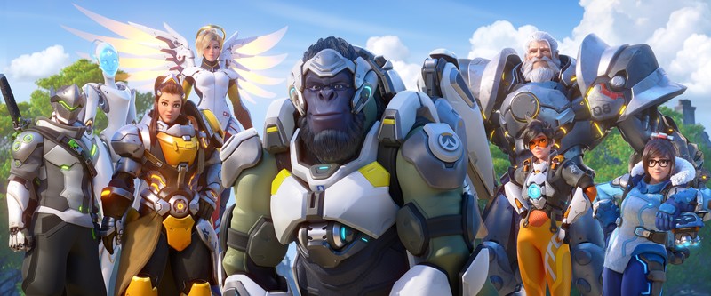 Overwatch, Overwatch 2, video games, Blizzard Entertainment, PC gaming, video game girls, Tracer (Overwatch), Winston (Overwatch), Genji (Overwatch), Brigitte (Overwatch), Mercy (Overwatch), Reinhardt (Overwatch), Mei (Overwatch)