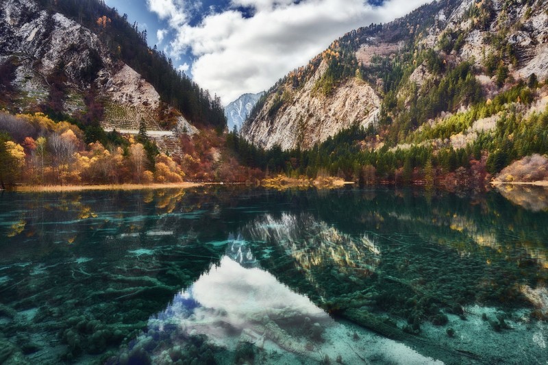 China, nature, lake, mountains, reflection
