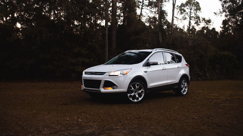 ford, car, side view, white, 4k
