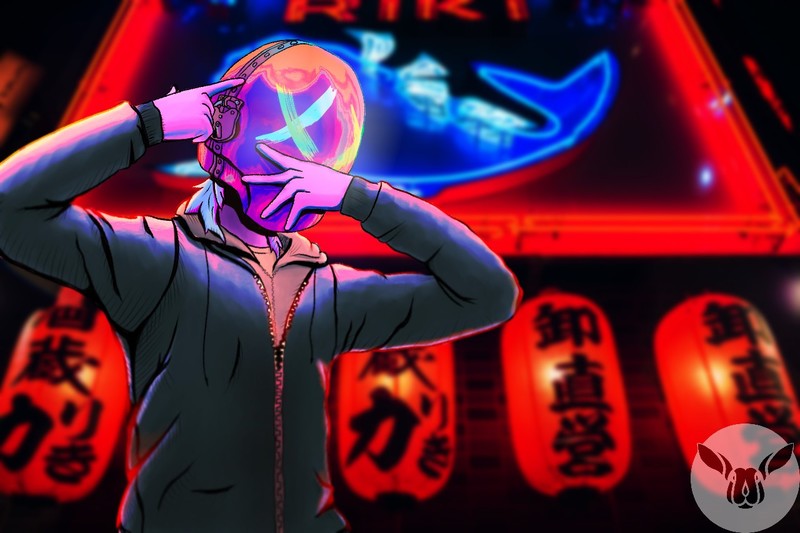 digital art, concept art, Giovanni Garcia, artwork, mask, anime