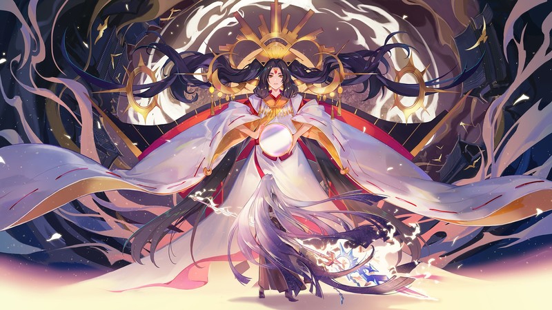 anime, anime girls, digital art, artwork, 2D, portrait, Amaterasu, Japan, fantasy girl, frontal view