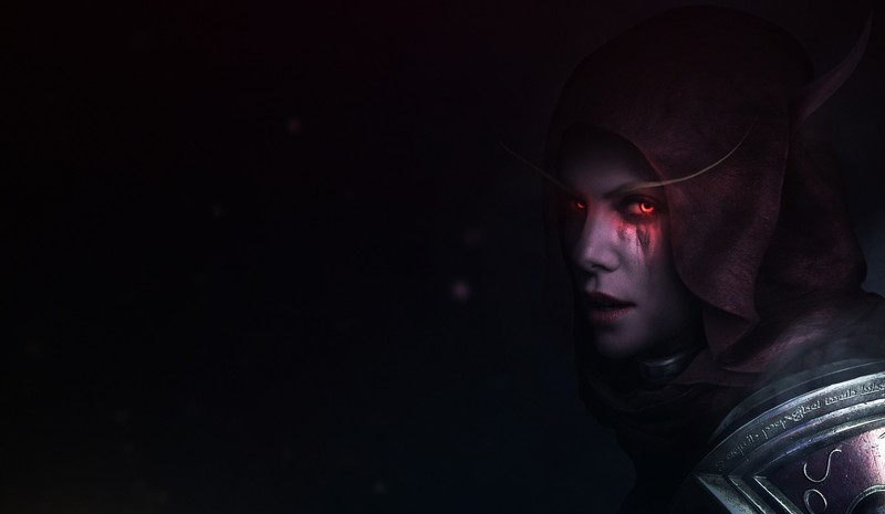 World of Warcraft, dark, fantasy girl, red eyes, fantasy art, Sylvanas Windrunner