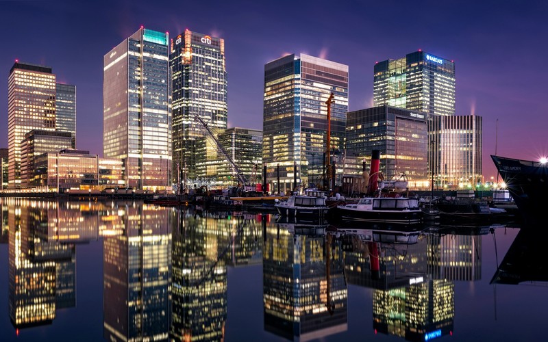 London, England, urban, architecture, reflection, night, city