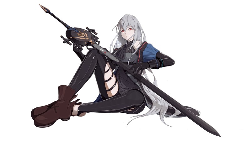 anime girls, Skadi(Arknights), Arknights, simple background