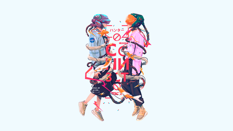 cyberpunk, Gerone Perez, white background, futuristic, digital art, artwork, original characters, simple background