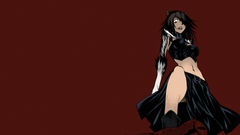 Killing Bites, Sumita Kazasa, Kuroi Tasuku, black hair, long hair, big boobs, blue eyes, hybrid animal, pierced lip, long skirt, anime, manga, anime girls