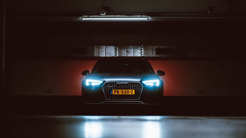 audi, front view, headlights, light, 4k