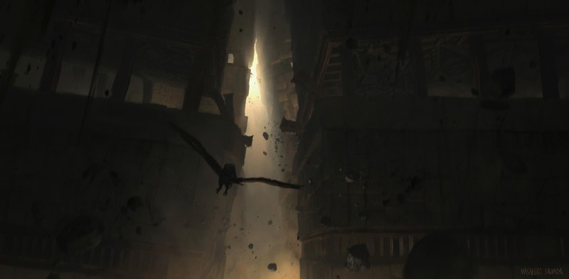 Masahiro Sawada, birds, fantasy art, dungeon