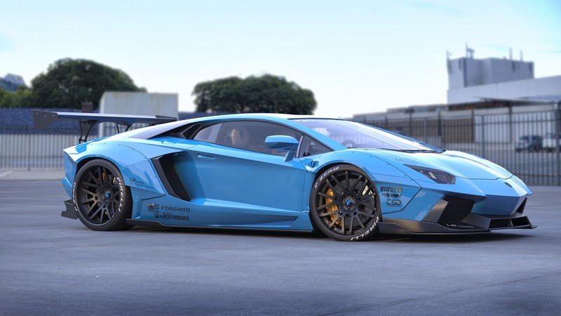 car, blue cars, vehicle, Lamborghini, Lamborghini Aventador