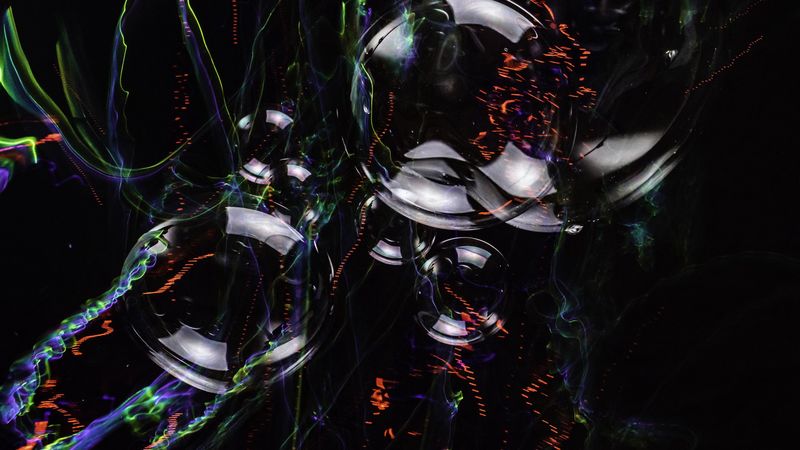 circles, bubbles, dark, lines, 4k