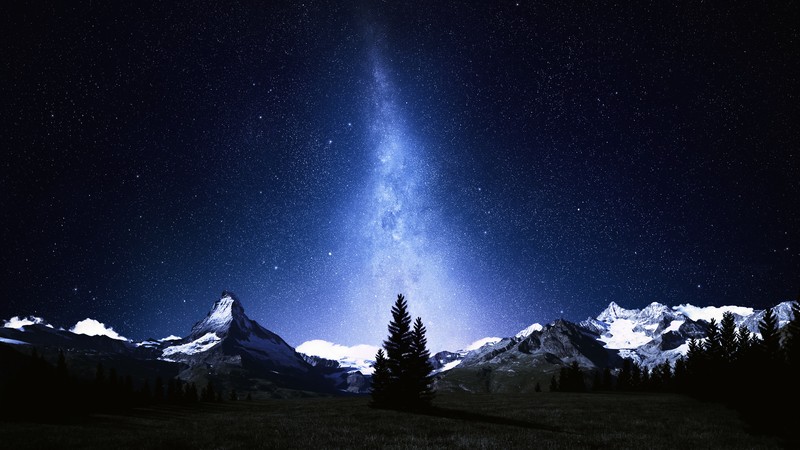 night, stars, landscape, Milky Way
