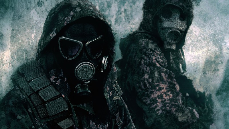 gas masks, digital art, soldier