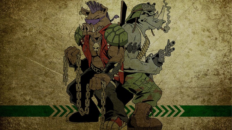 Teenage Mutant Ninja Turtles, cartoon, artwork, chains, weapon, cigars, smoking