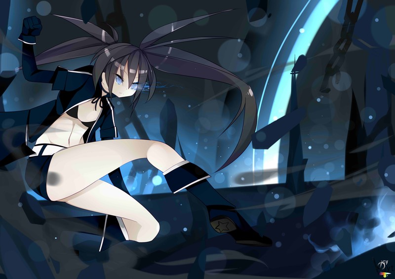 Black Rock Shooter, hot pants, anime, anime girls, blue eyes