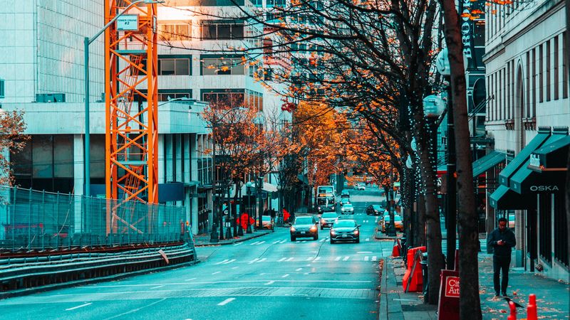 city, street, buildings, traffic, road, asphalt, 4k