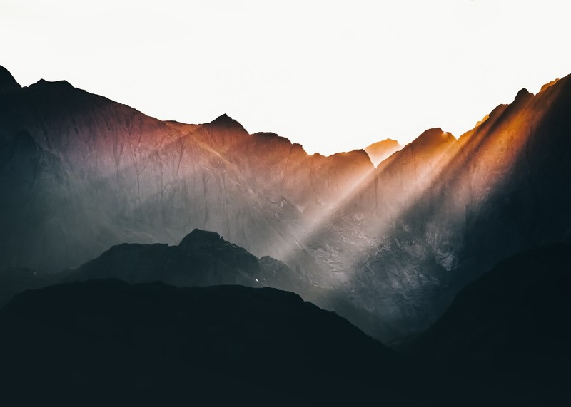 dark, nature, mountains, sun rays