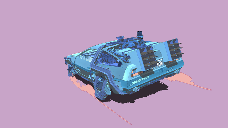 Back to the Future, digital art, artwork, Time Machine, car, vehicle, DeLorean