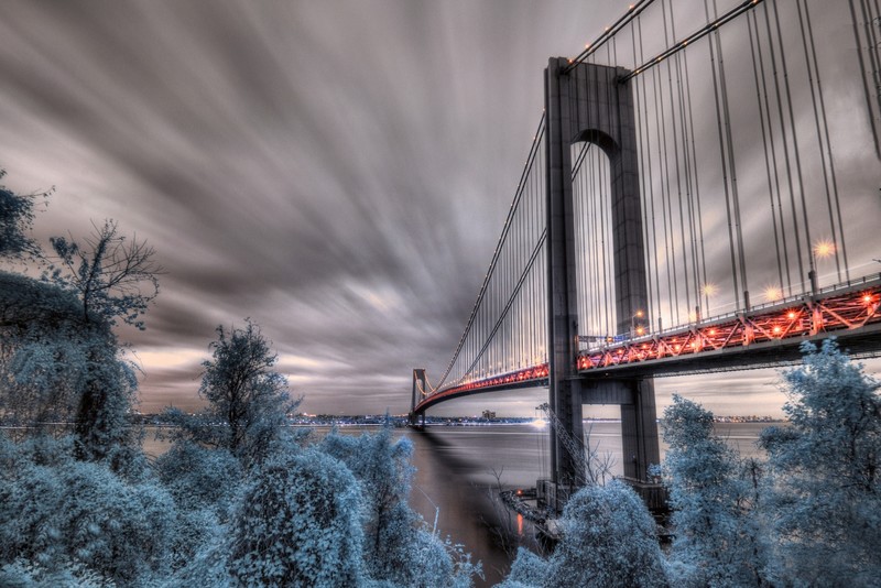 winter, construction, USA, bridge, sky, clouds, outdoors