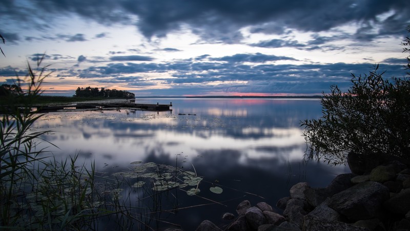 Sättuna, Sweden, dawn, sunrise, morning, lake, clouds, water, horizon