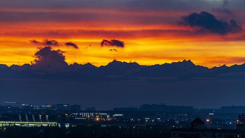 Sichuan, sky, sunlight, city, sunset