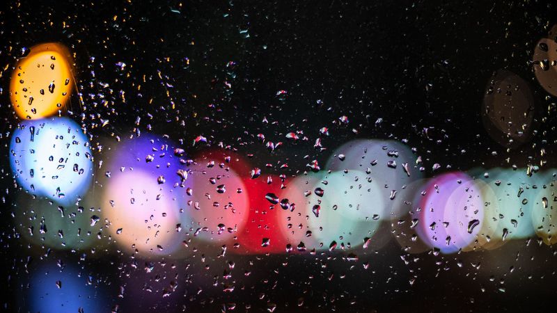 drops, glare, bokeh, rain, circles, macro, 4k