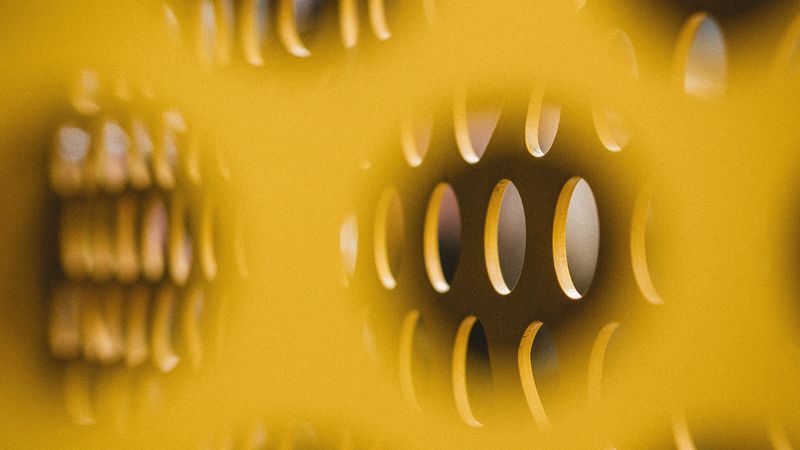 wall, circles, spots, yellow, 4k